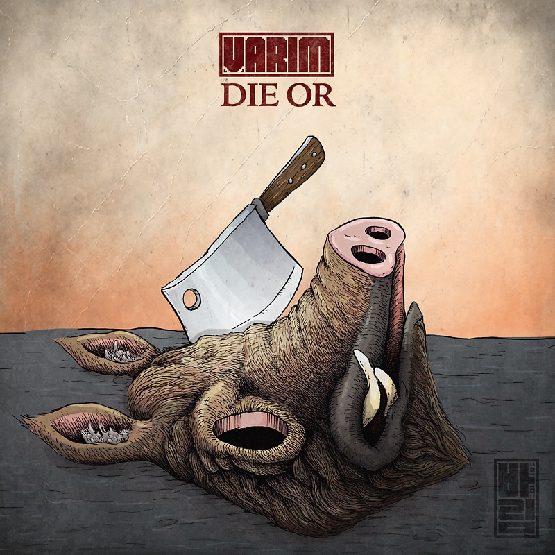Album art for band Varim single Die Or a pigs head with a knife