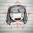 girl face with red patterns drawing