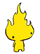 a yellow child made of flames drawing