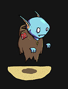 a blue floating vampire drawing