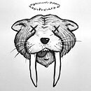 dead sabretooth tiger head copic marker drawing