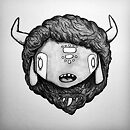 girl face with buffalo horns and face paint copic marker drawing