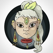 white hair girl drawing