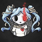 ghost girl with one eye as a red flame drawing