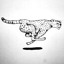 A running cheetah ink drawing