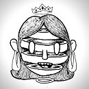 woman face divided into multiple slices ink drawing