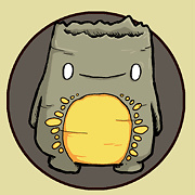 drawing of jeju character based on seongsan ilchulbong a rock golem with a sun on his belly