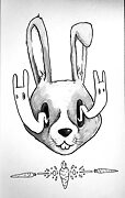rabbit with rabbit ghosts coming from it's eyes drawing