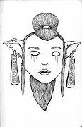 elf with long flat earrings drawing