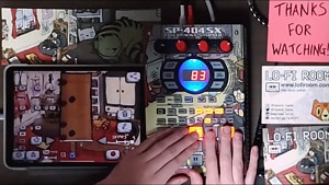 Screenshot from live set video using the game Lo-Fi Room on an iPad and an SP404