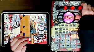 Screenshot from live set video using the game Lo-Fi Room on an iPad and an SP404